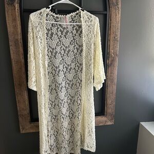 Cream Lace swim coverup